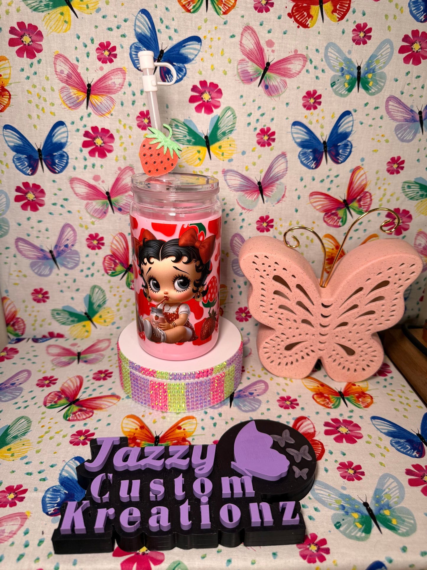 RTS 16oz Acrylic Strawberry Milk/Betty